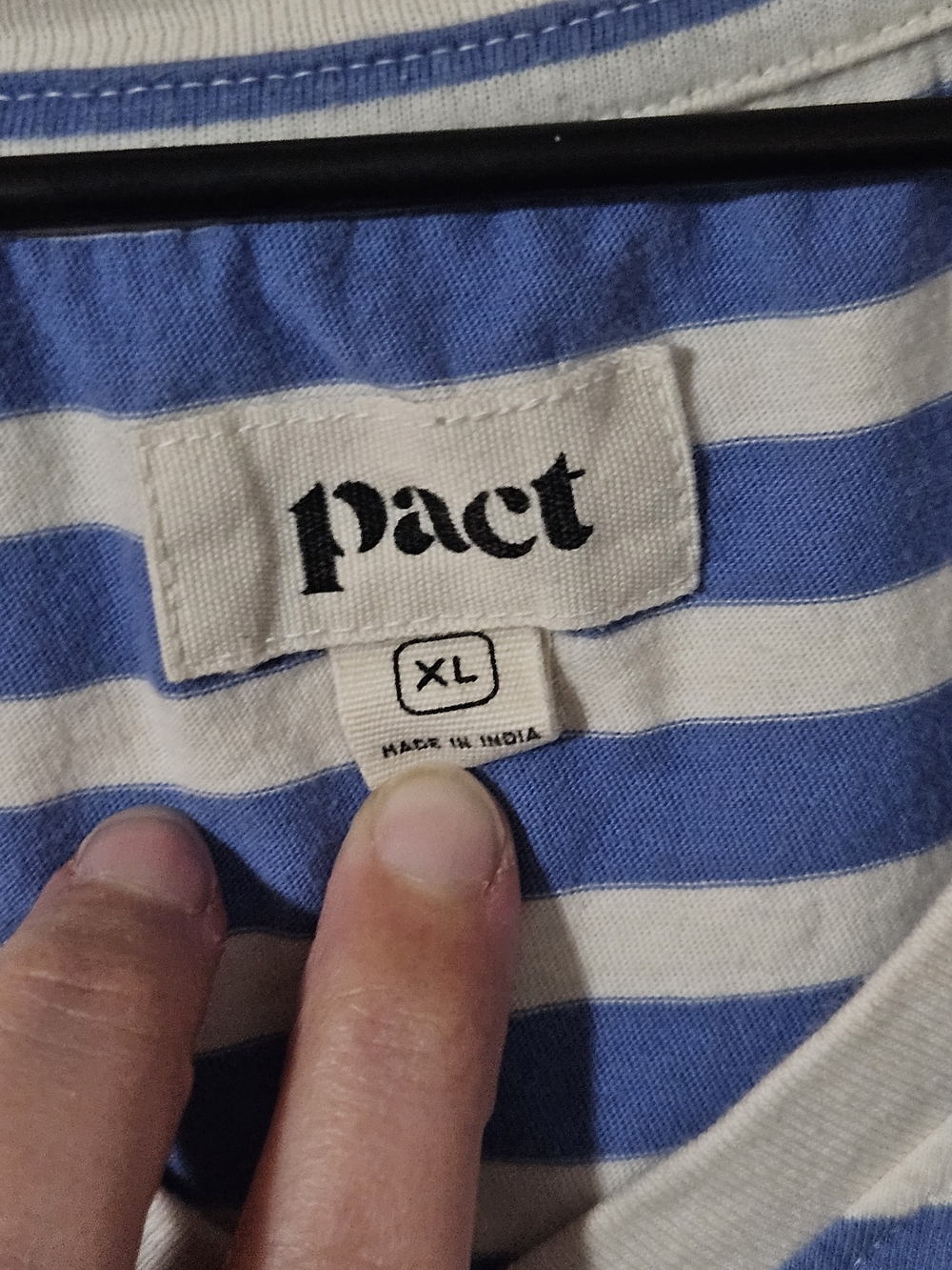 Pact Blue and White Softspun Striped V-Neck Tank Top - Picture 3 of 7